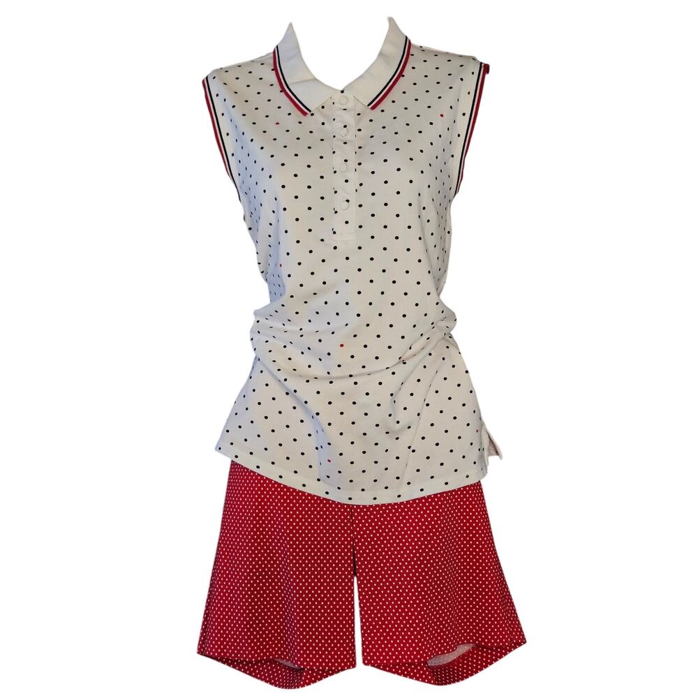 Golf outfit Red White Blue Polka Dots Size L/XL Talbot's & Juniper + Lime C9